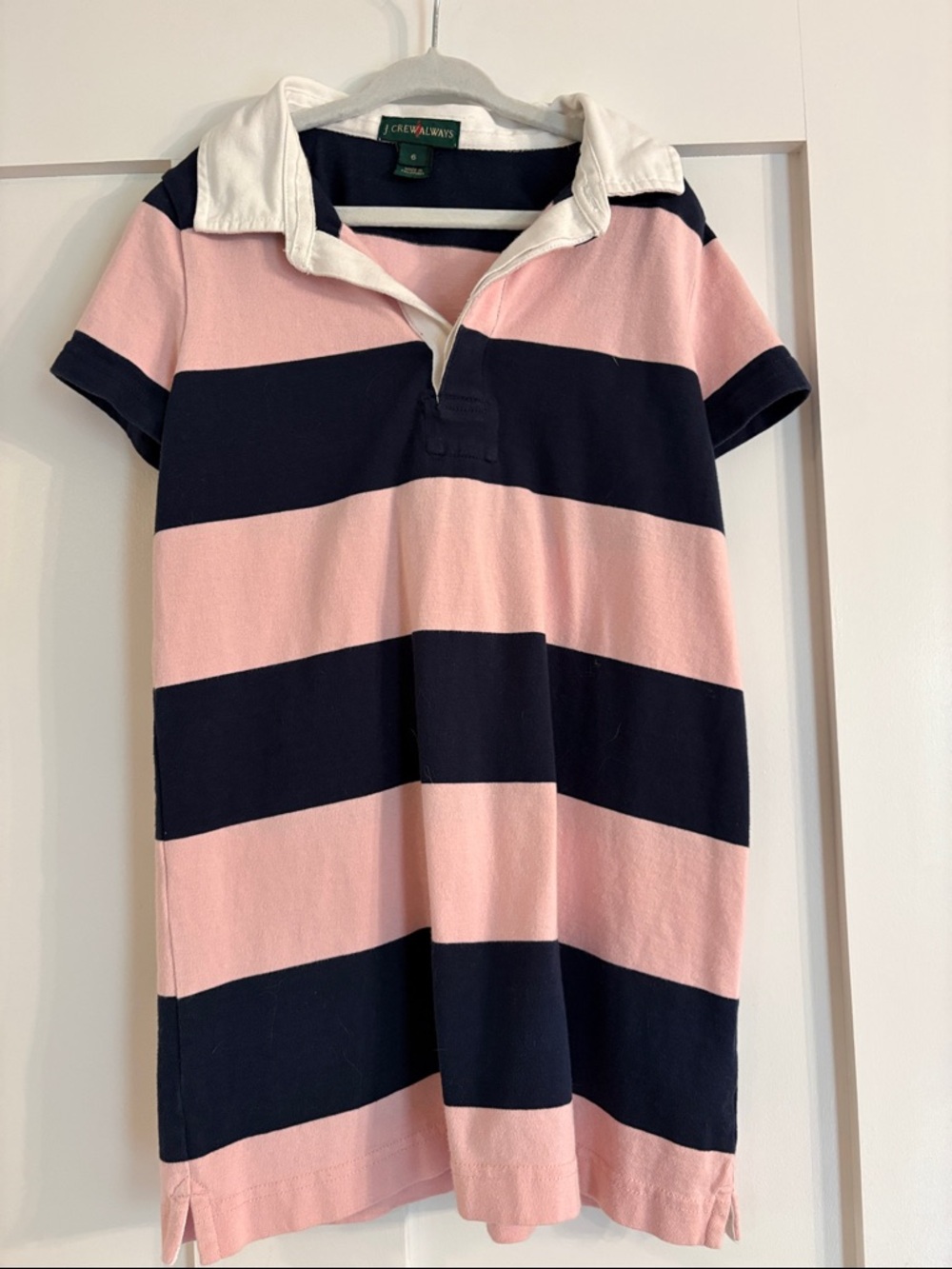 EUC Crewcuts Girls Pink & Navy Stripe Polo Dress size 6